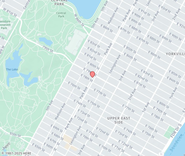Location Map: 888 Park Avenue, Office #1D New York, New York 10075