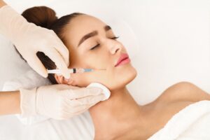 Woman getting Sculptra injections in Scarsdale, NY