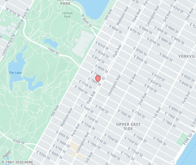 Location Map: 888 Park Avenue, Office #1D New York, New York 10075